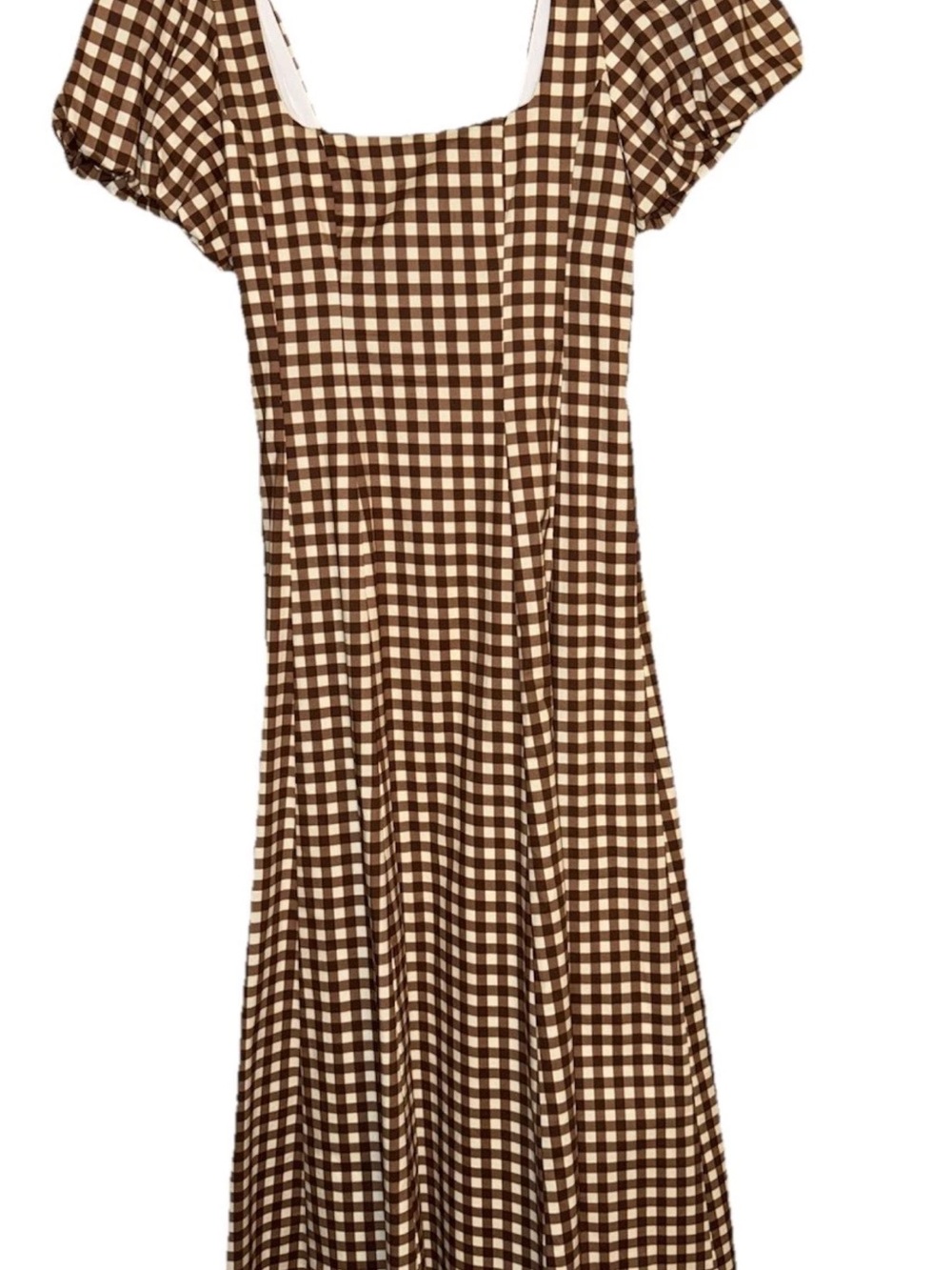Show me your Mumu Mia Midi Dress Brown Gingham Size Medium